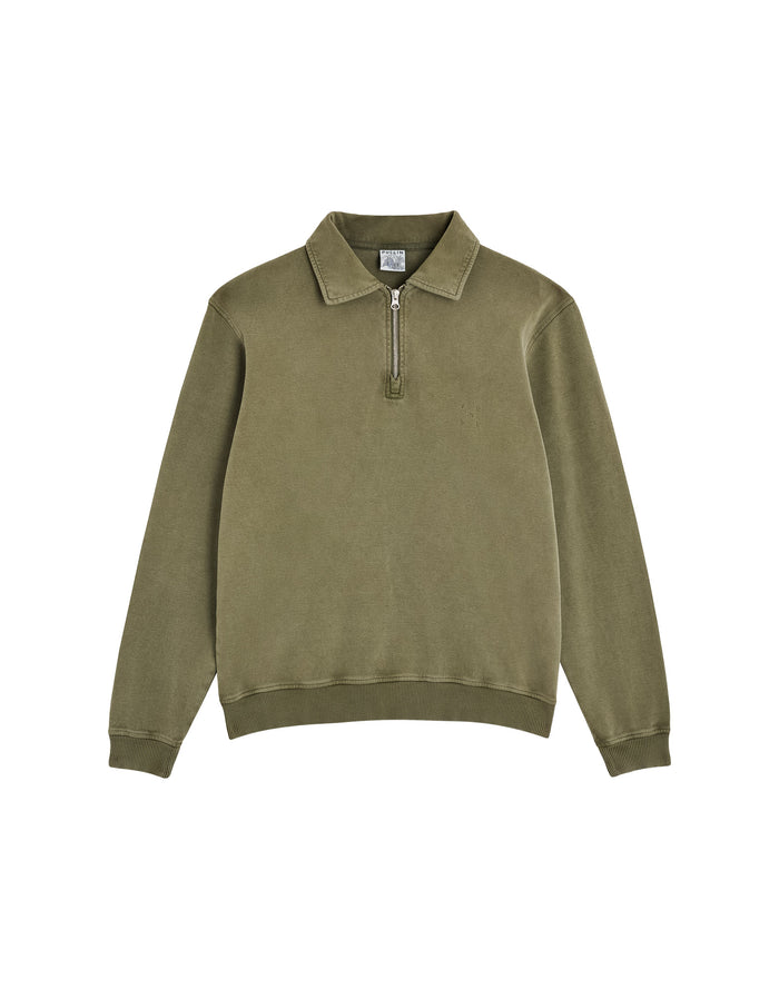 crew neck zip leaf PULLIN