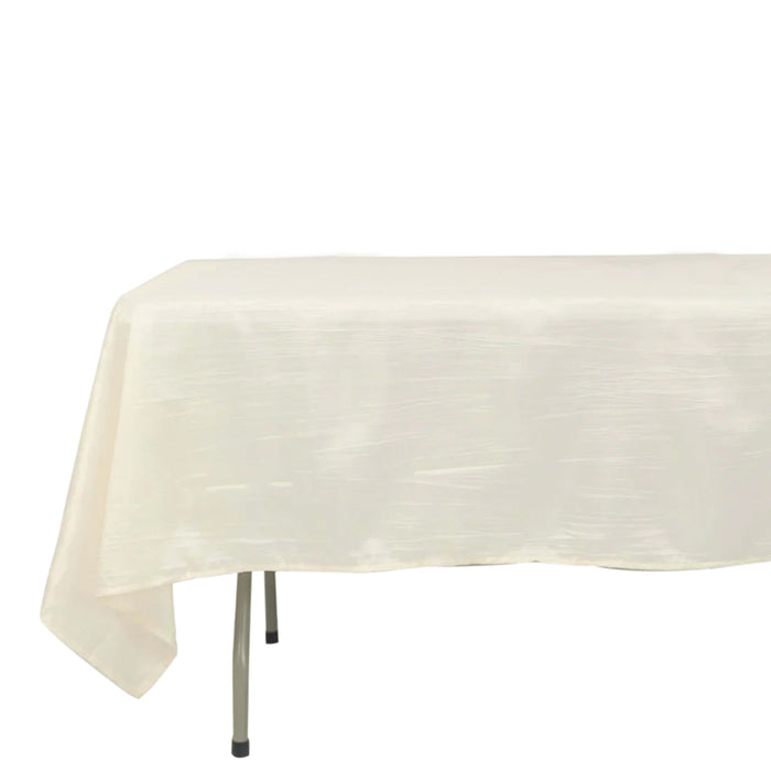 Ivory tablecloth on a folding table with a smooth finish