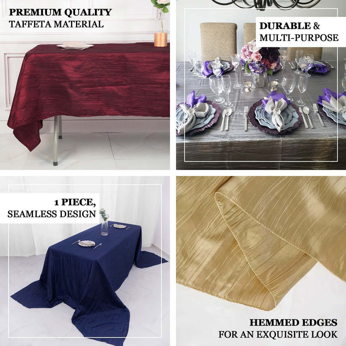 Premium quality taffeta tablecloth, durable and multi-purpose, seamless design.