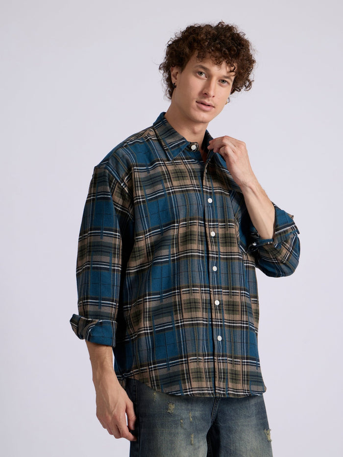 Men's Drop Shoulder Checks Shirt