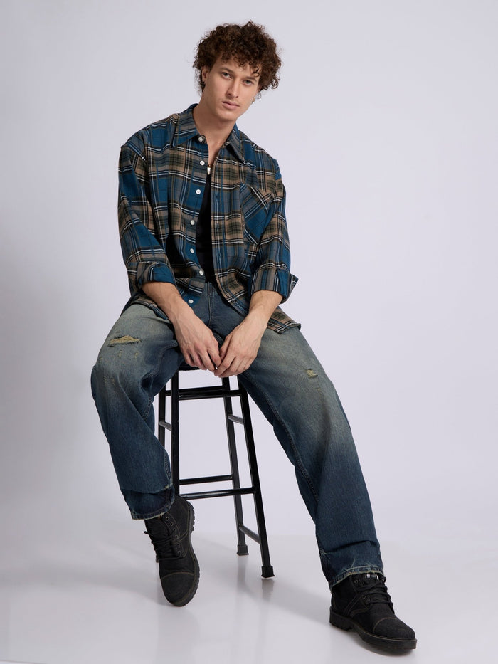 Men's Drop Shoulder Checks Shirt