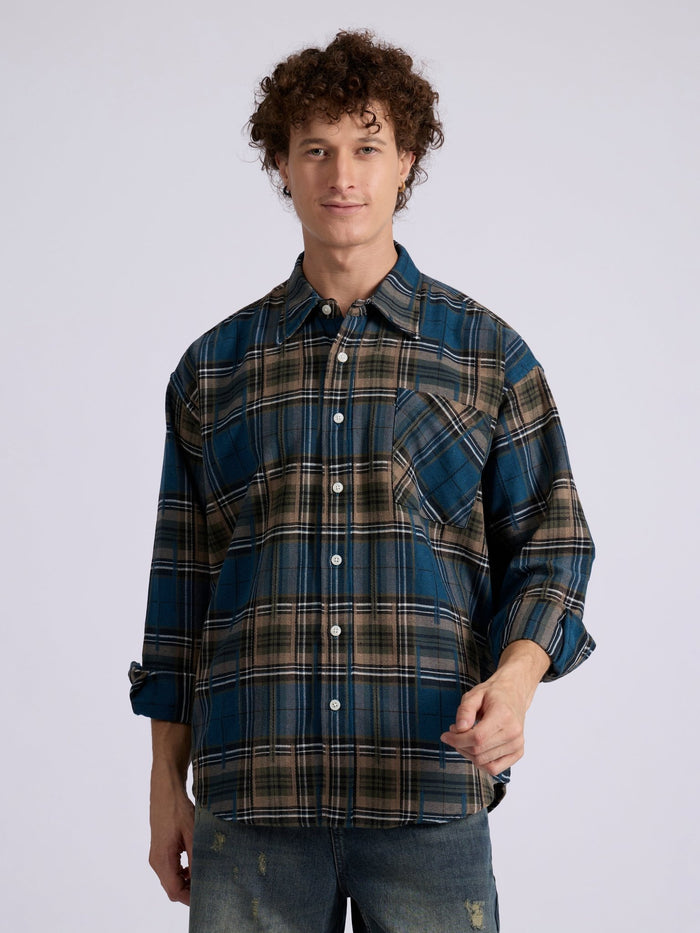 Men's Drop Shoulder Checks Shirt