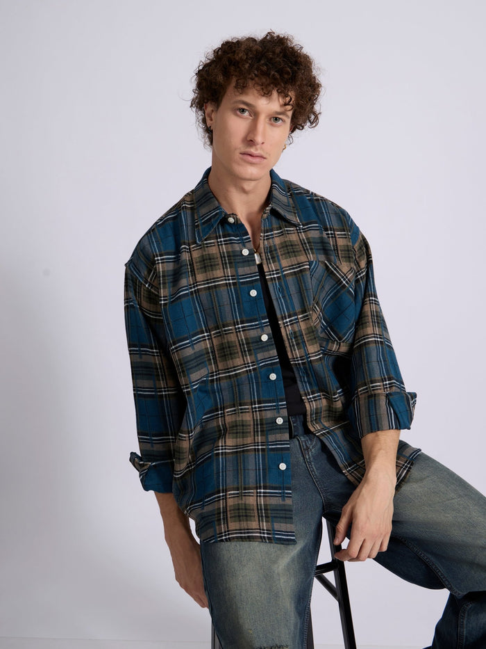 Men's Drop Shoulder Checks Shirt