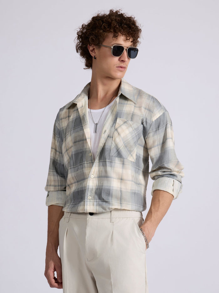 Men's Drop Shoulder Checks Shirt