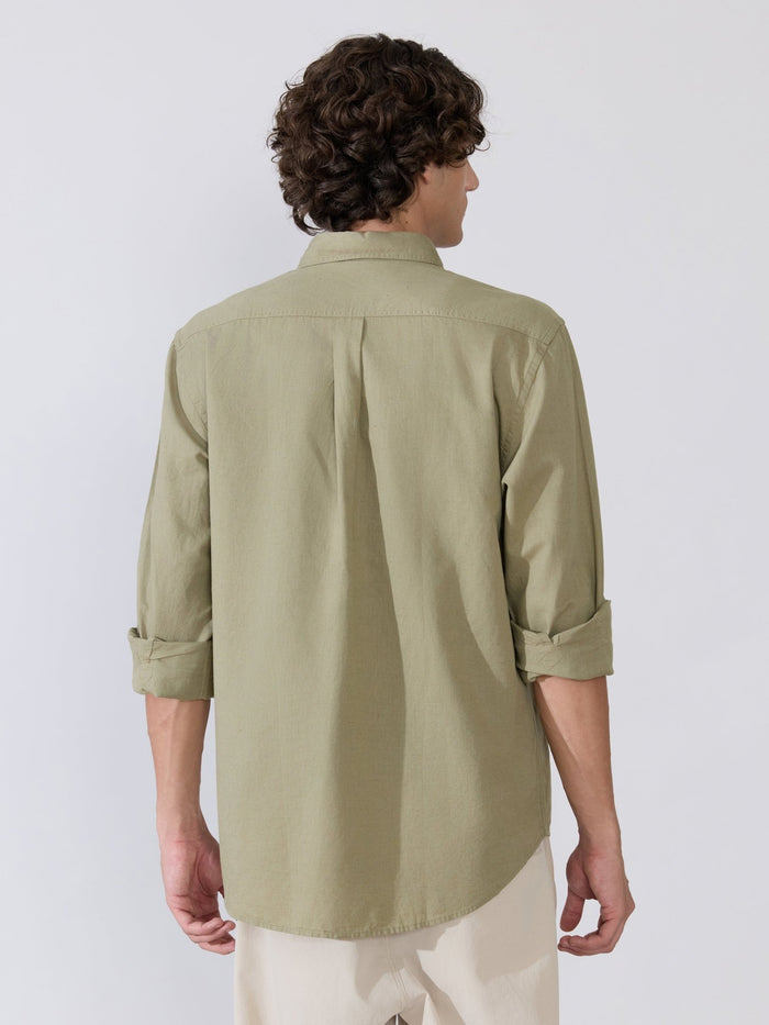 Men's Comfort Fit light olive Linen Shirt