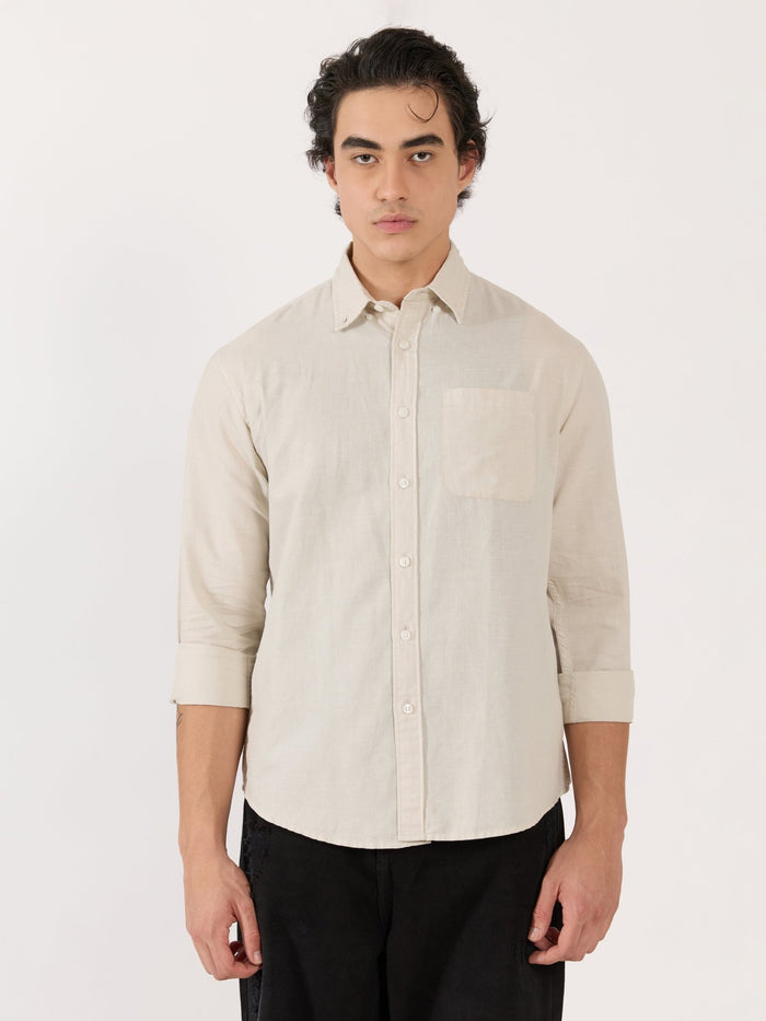 Men's Relaxed Linen Shirt - cream