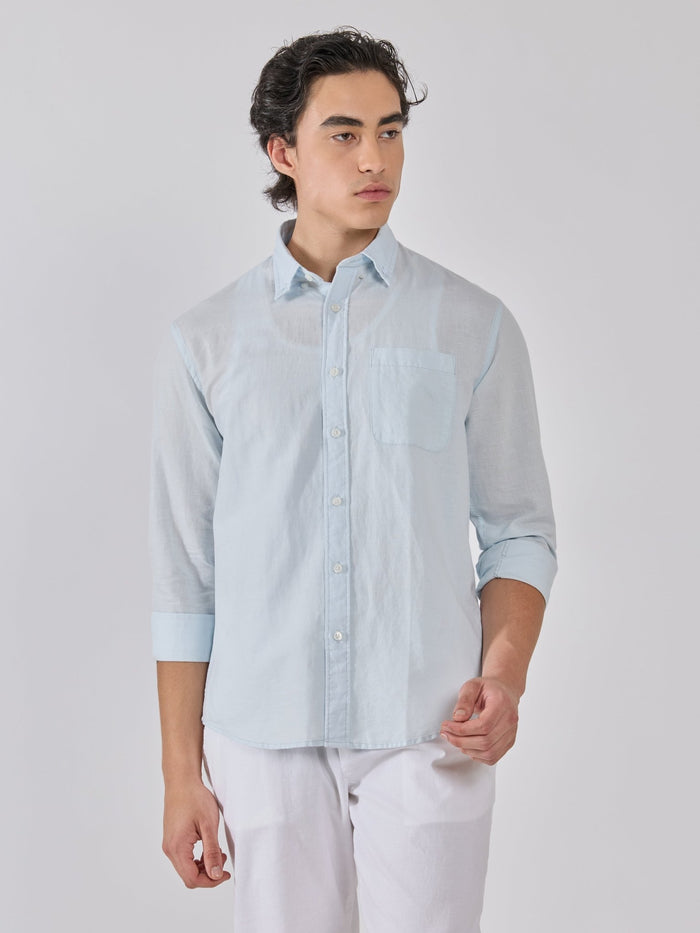 Men's Relaxed Linen Shirt - light blue