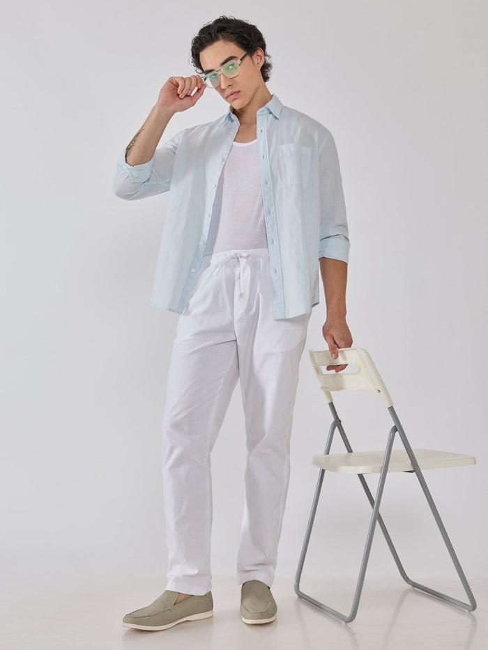 Men's Relaxed Linen Shirt - light blue