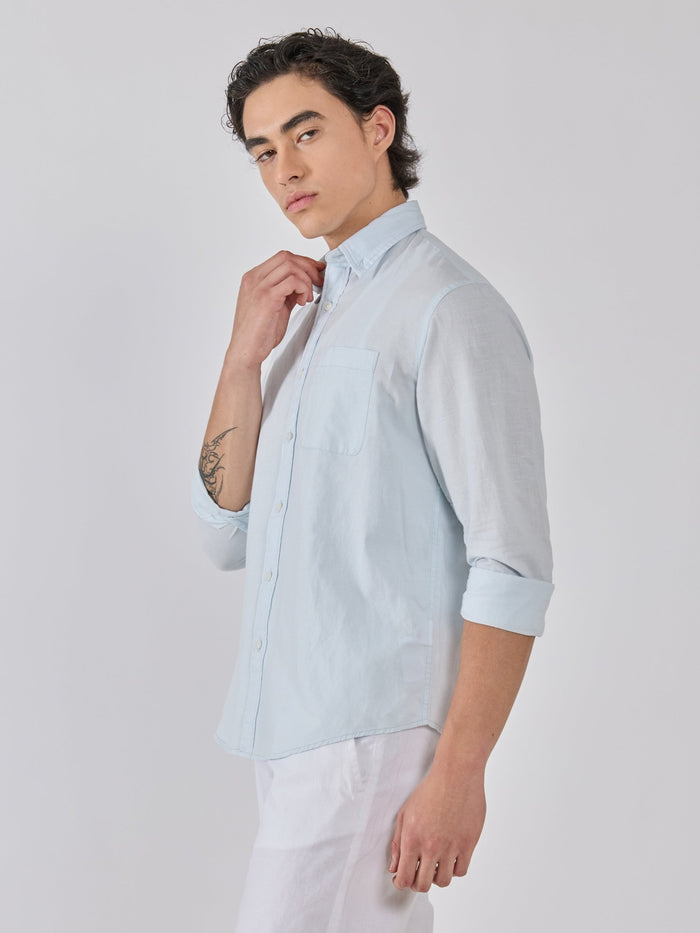 Men's Relaxed Linen Shirt - light blue