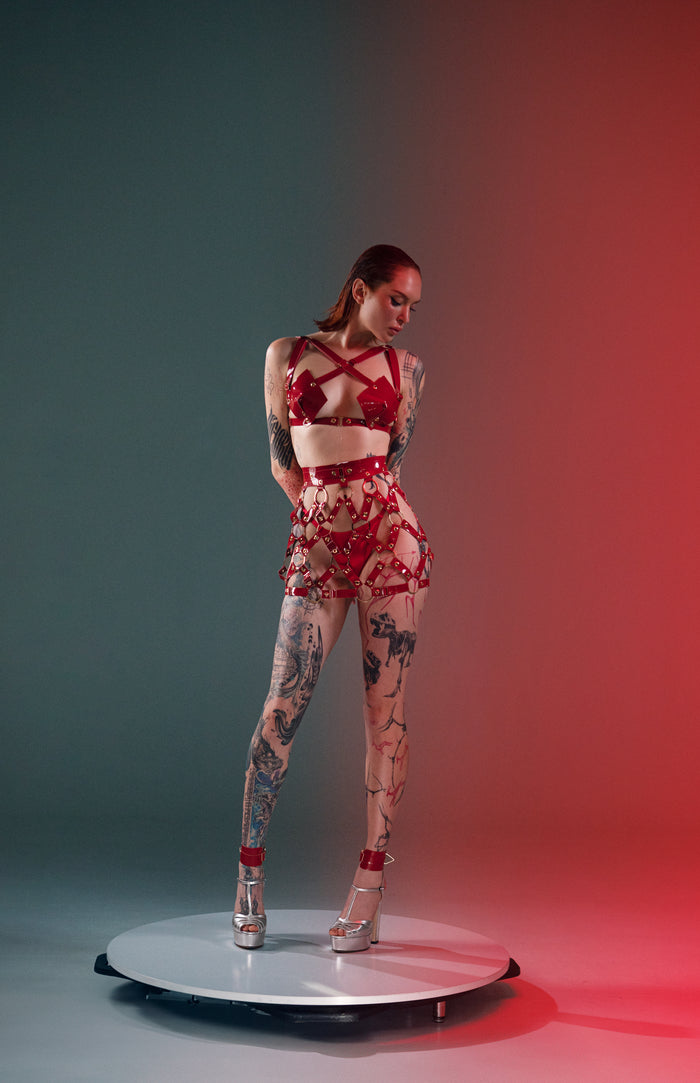 Tambourine Red open skirt by Secret Room