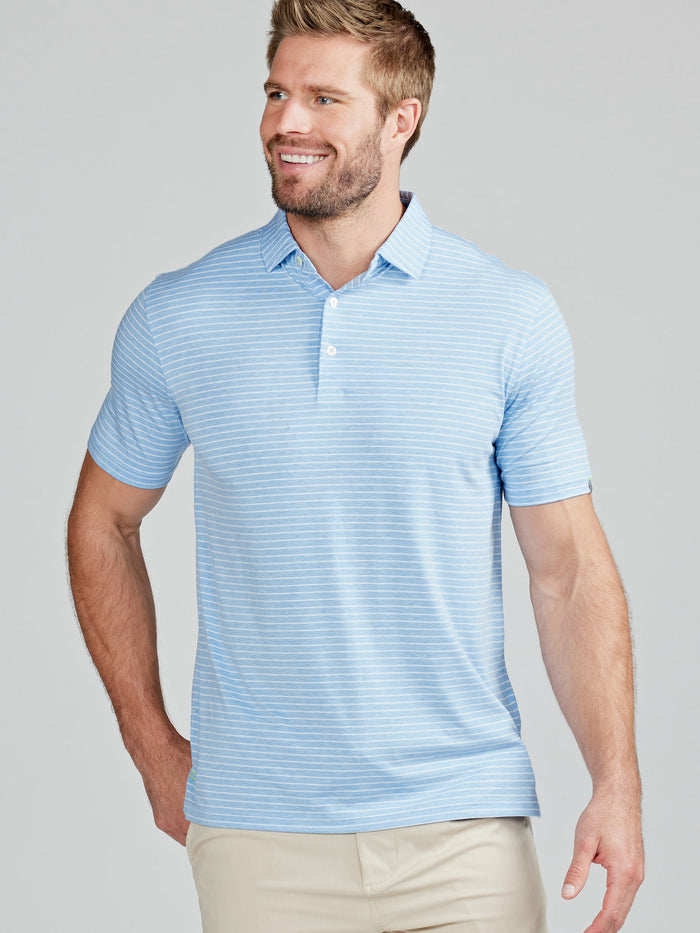 Tasc Mens Cloud Polo - Brookline Stripe Apparel Tasc Polar Heather/White Small