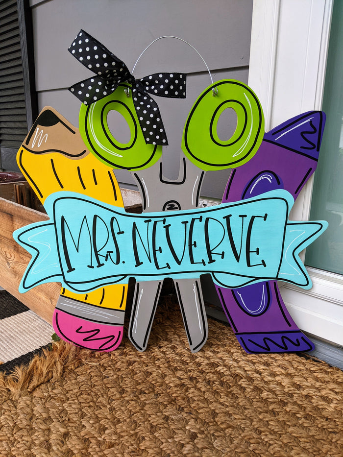 Teacher Name Banner Door Hanger
