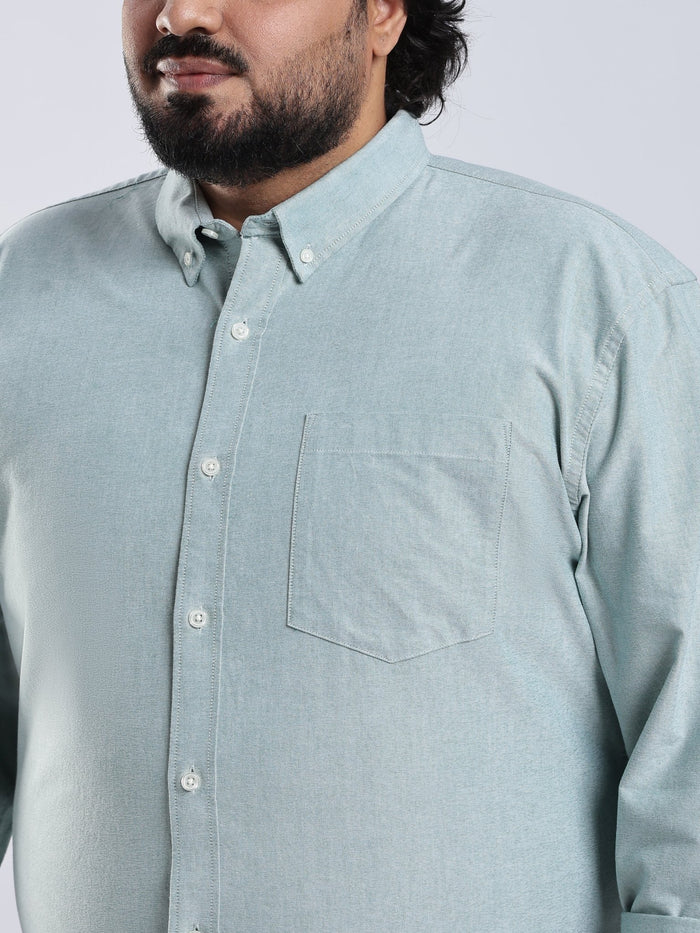 Telodo - Relaxed Fit Plain Plus Size Shirt - Aqua Green