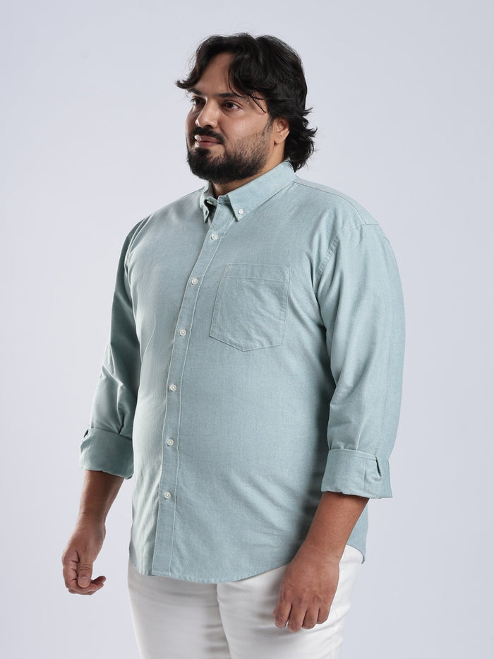 Telodo - Relaxed Fit Plain Plus Size Shirt - Aqua Green