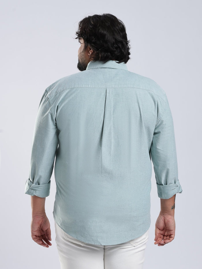 Telodo - Relaxed Fit Plain Plus Size Shirt - Aqua Green