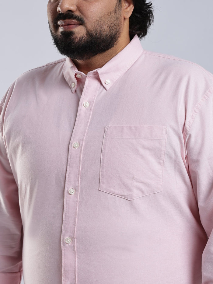 Telodo - Relaxed Fit Plain Plus Size Shirt - Light Pink