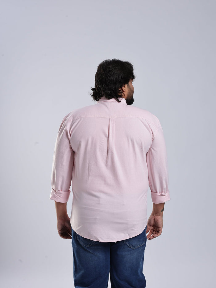 Telodo - Relaxed Fit Plain Plus Size Shirt - Light Pink