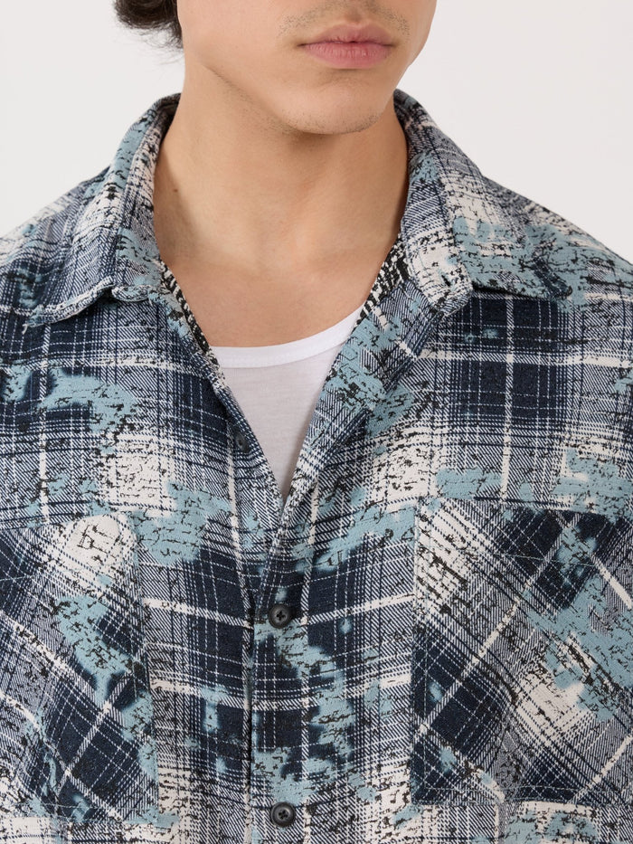 Temito - Oversized Halfsleeve Check Shirt - Blue