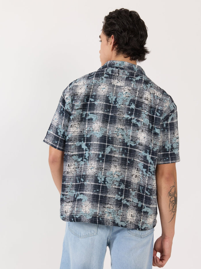Temito - Oversized Halfsleeve Check Shirt - Blue