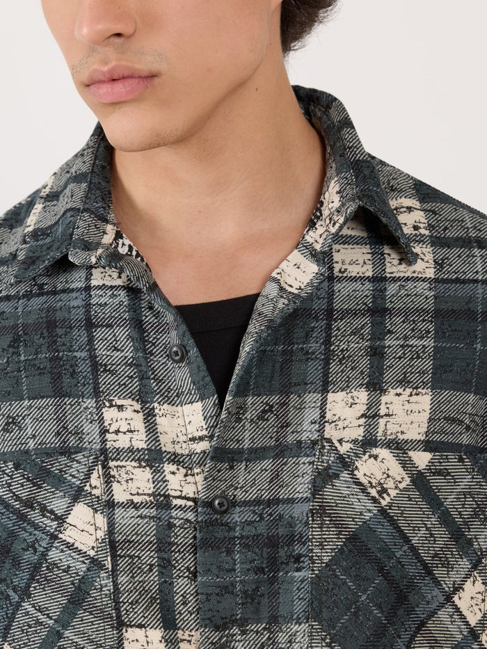 Temito - Oversized Halfsleeve Check Shirt - Corsair Blue