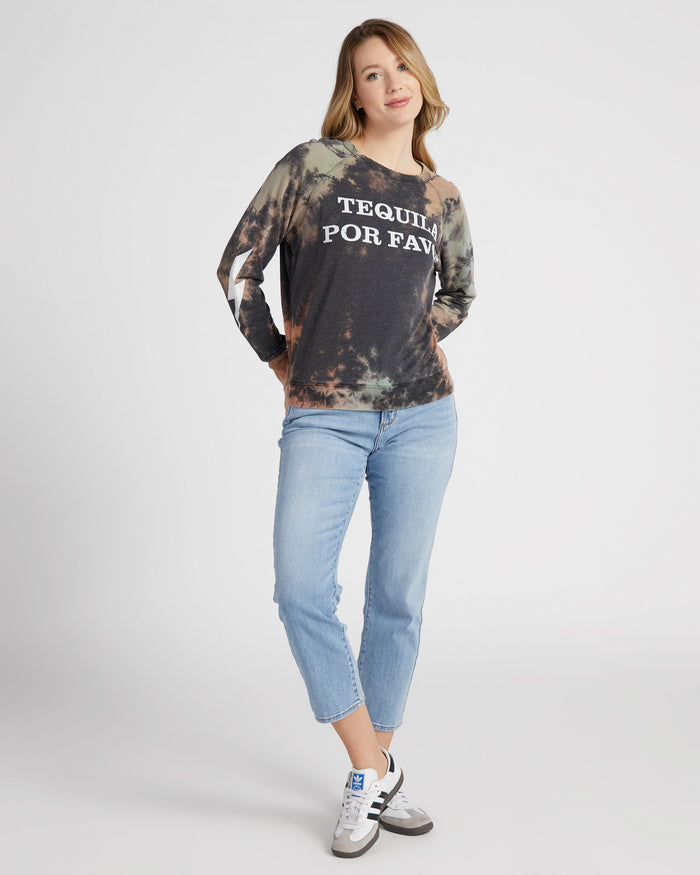 Tie Dye $|& Recycled Karma Tequila Por Favor Long Sleeve Graphic - SOF Full Front