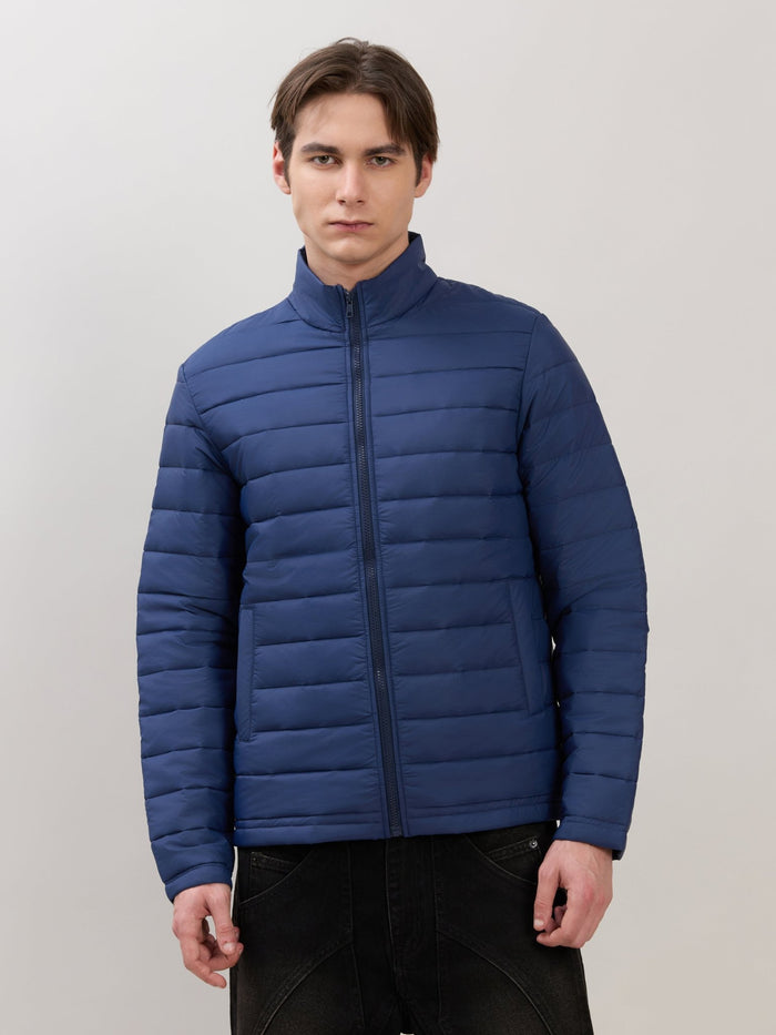 Terra - Regular Zip-Up Puffer Jacket - Navy