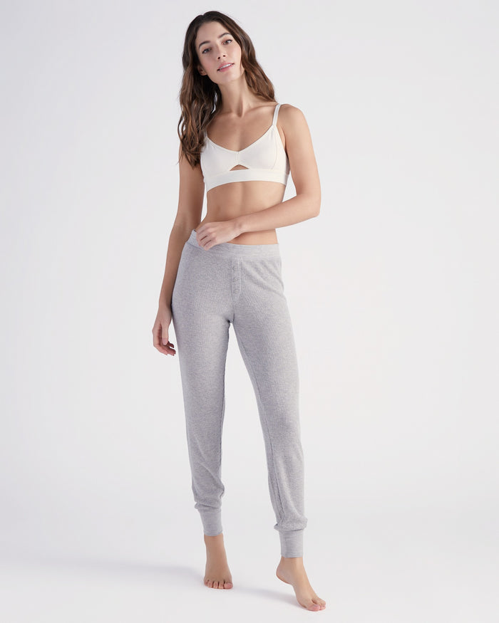 Heather Grey $|& PJ Salvage Textured Essentials Jam Pant - SOF Full Front