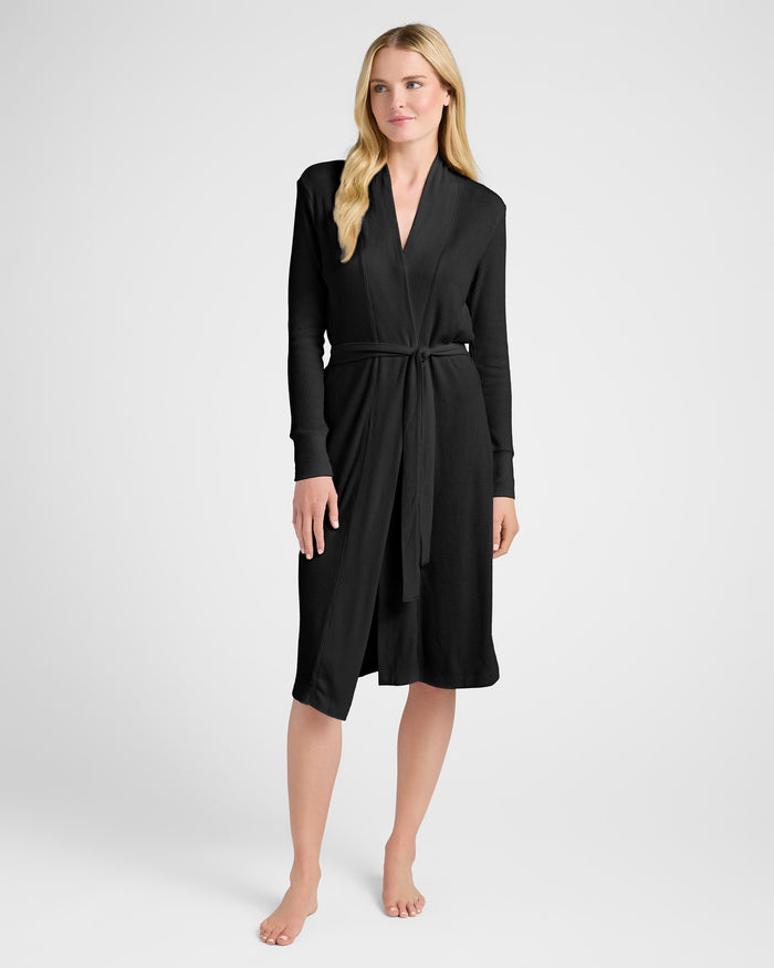 Black $|& PJ Salvage Textured Essentials Robe - SOF Front