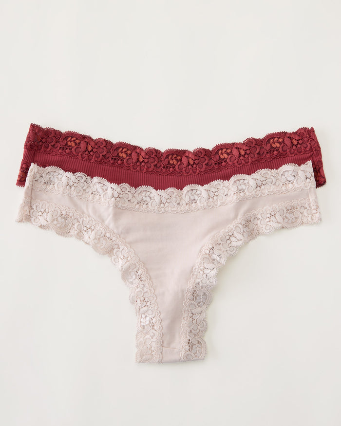 Chili Rib/Champagne 2 Pack $|& Fleur't The Iconic Thong - Hanger Detail