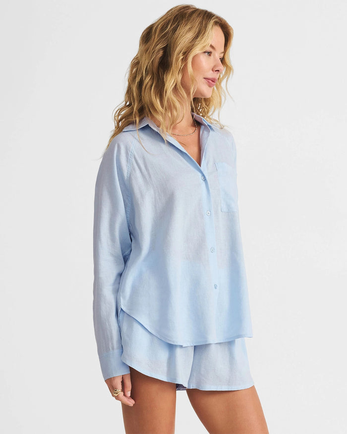 Saltwater $|& Z Supply The Perfect Linen Top - Hanger Front