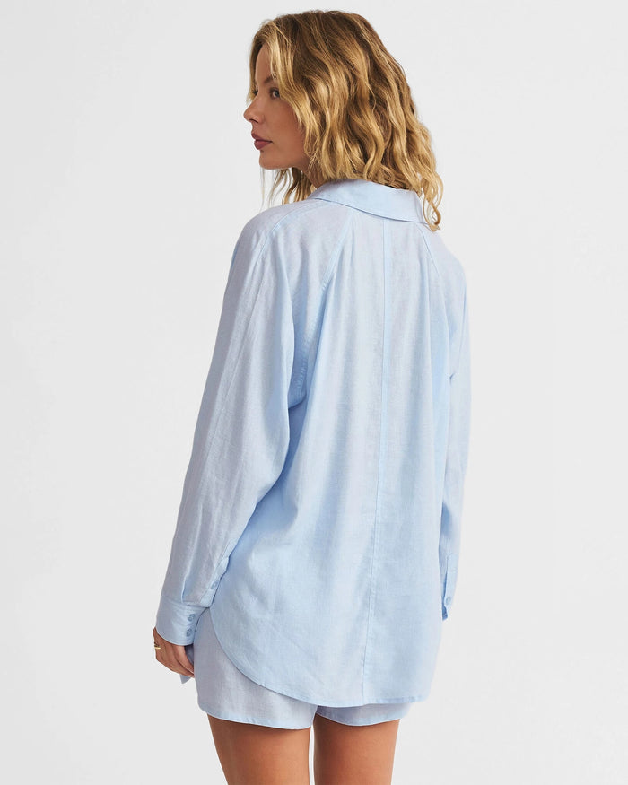 Saltwater $|& Z Supply The Perfect Linen Top - Hanger Side