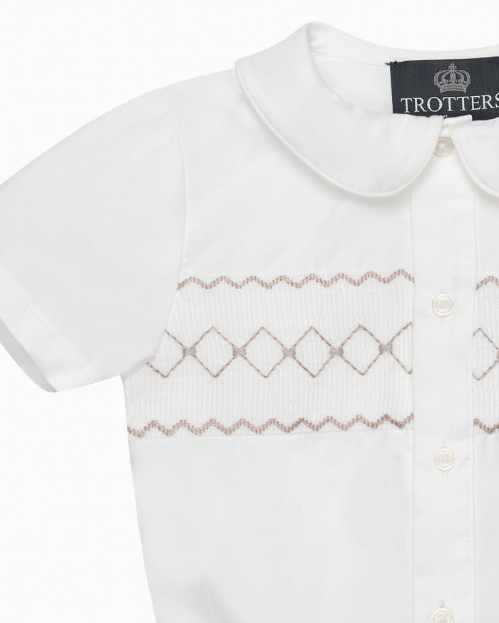 Trotters Heritage Set The Rupert Smocked Set in Oatmeal