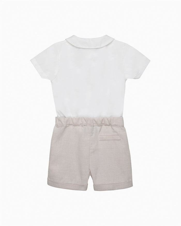 Trotters Heritage Set The Rupert Smocked Set in Oatmeal