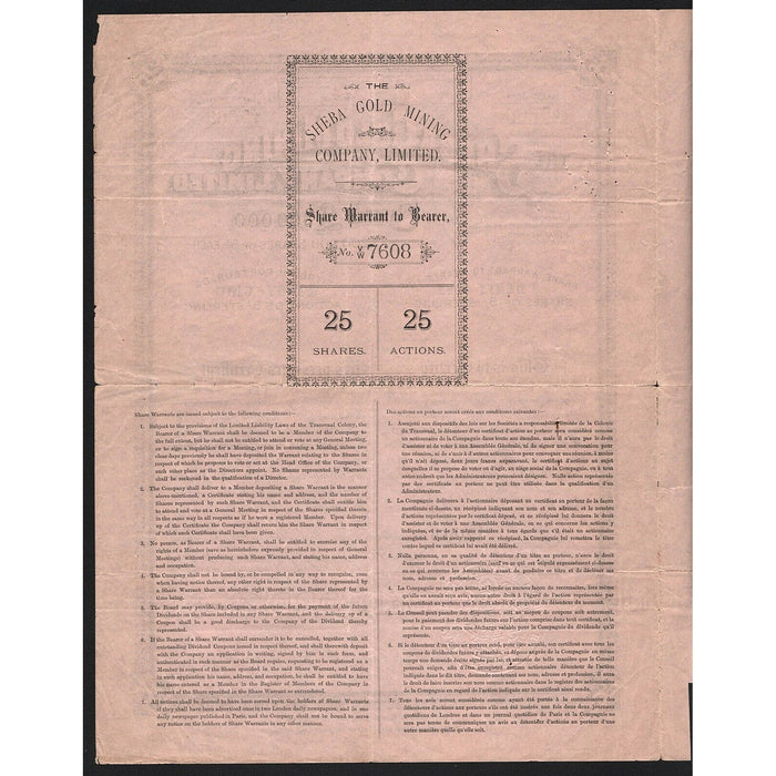 The Sheba Gold Mining Company, Limited