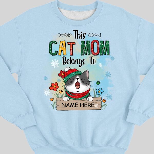 This Cat Mom Belongs To, Cats And Flowers Sweatshirt, Personalized Cat Breeds Sweatshirt, Gifts For Cat Lovers