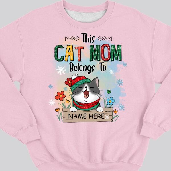 This Cat Mom Belongs To, Cats And Flowers Sweatshirt, Personalized Cat Breeds Sweatshirt, Gifts For Cat Lovers