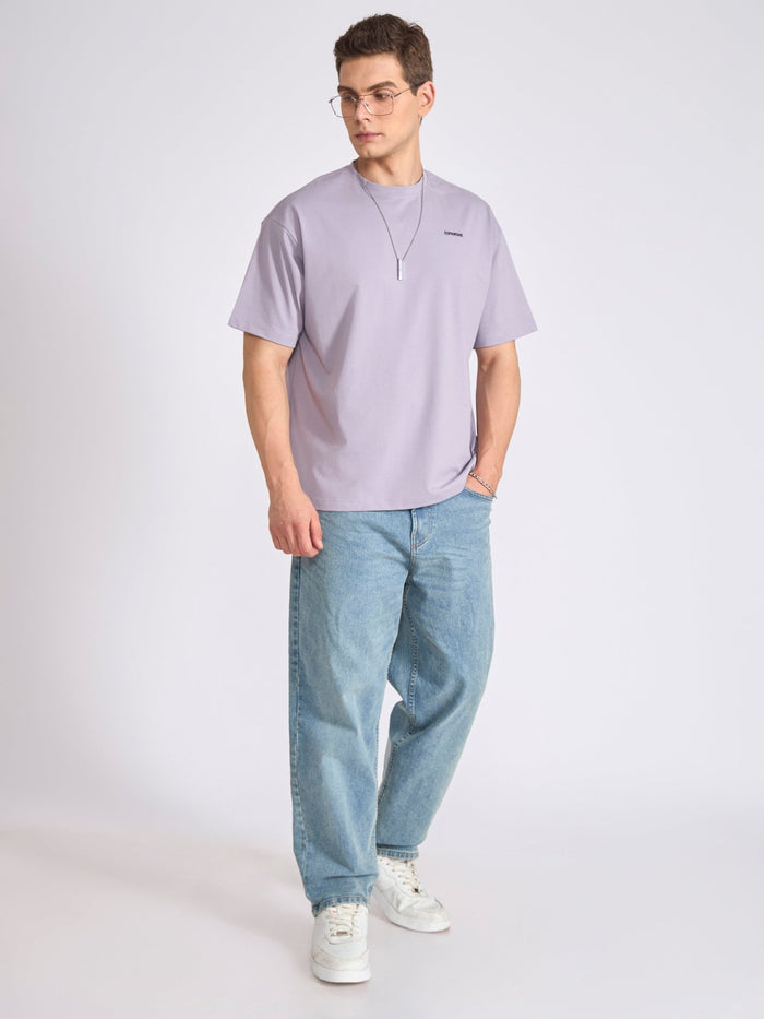 Men's Oversized Round neck T Shirt in  Galatic Lilac