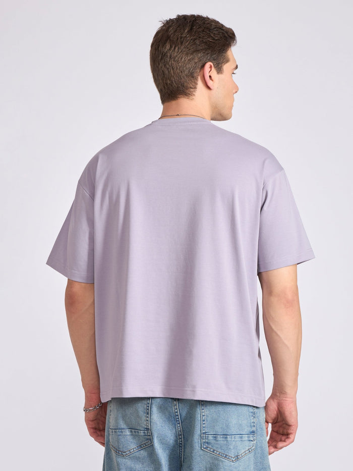 Men's Oversized Round neck T Shirt in  Galatic Lilac