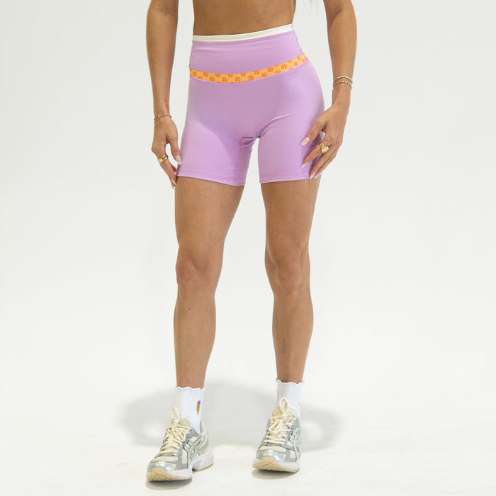Lilac Blush Multi Tier Short 6" - No Front Seam - High Rise by FLEO - 1