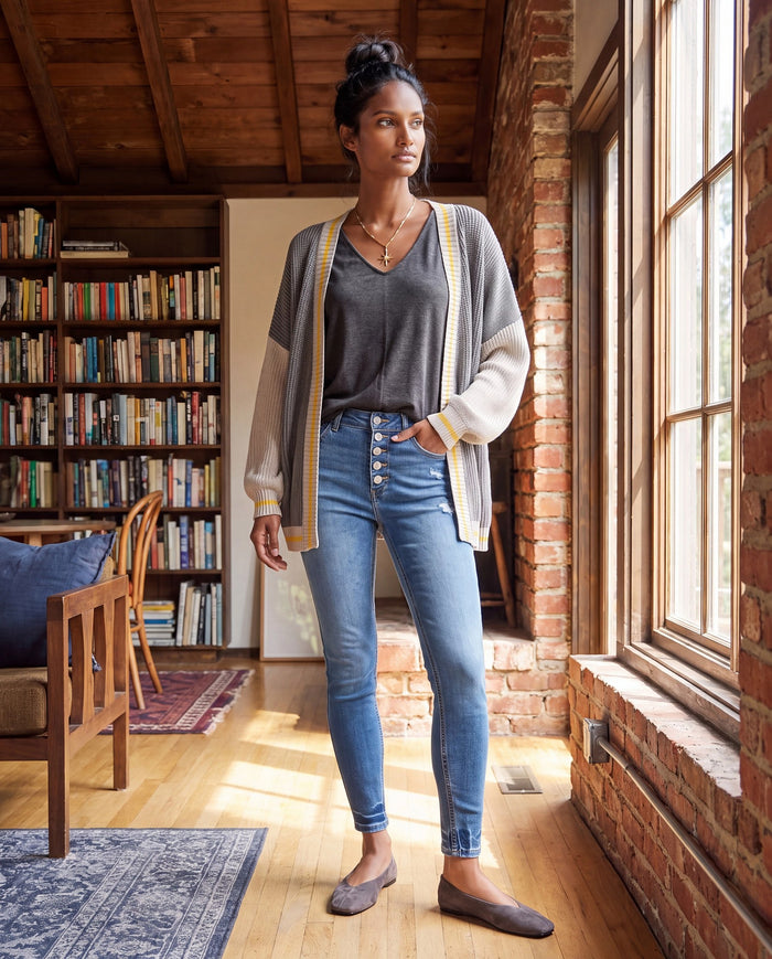 Medium Wash $|& SEAS Tina High Rise Ankle Skinny Jeans with Button Fly - SOF Side