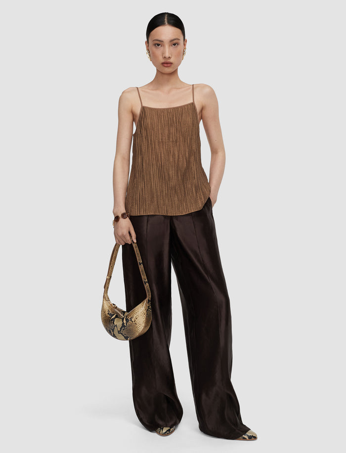 Brown Titana Fluid Crinkle Tank Top - Joseph