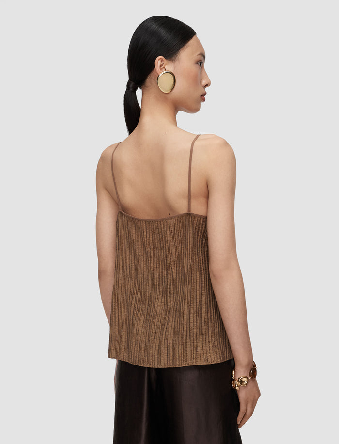 Brown Titana Fluid Crinkle Tank Top - Joseph