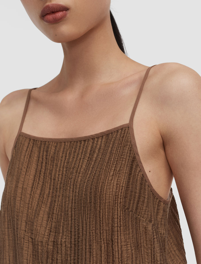 Brown Titana Fluid Crinkle Tank Top - Joseph