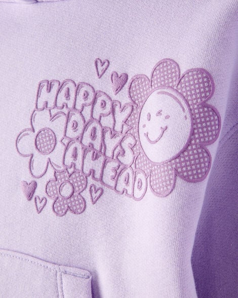 Toddler Girl 2-Piece DayDream Fleece Flower Graphic Long-Sleeve Hoodie & Pant Set - Purple