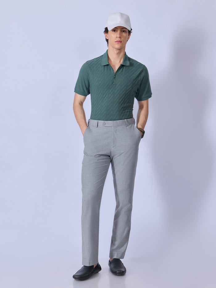 Todo - Jacquard Half-Zip Polo T-Shirt – Green