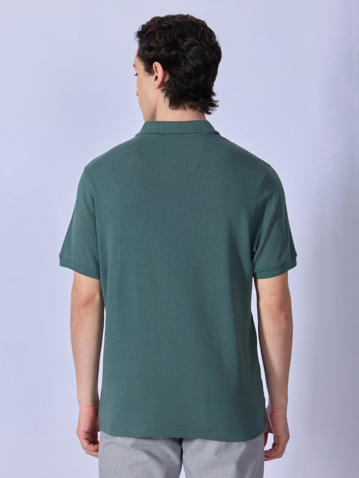 Todo - Jacquard Half-Zip Polo T-Shirt – Green
