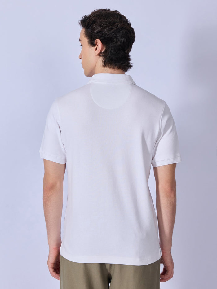 Todo - Jacquard Half-Zip Polo T-Shirt – White