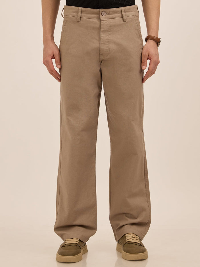 Men's comfort Fit Cotton Trouser -  beige