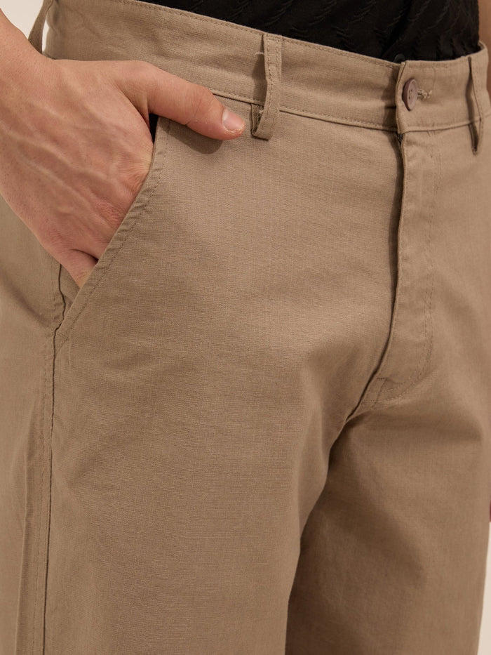 Men's comfort Fit Cotton Trouser -  beige