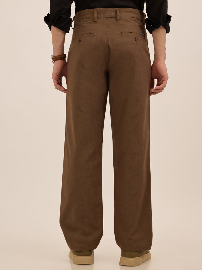Men's Relaxed Fit Cotton Trouser -  brown